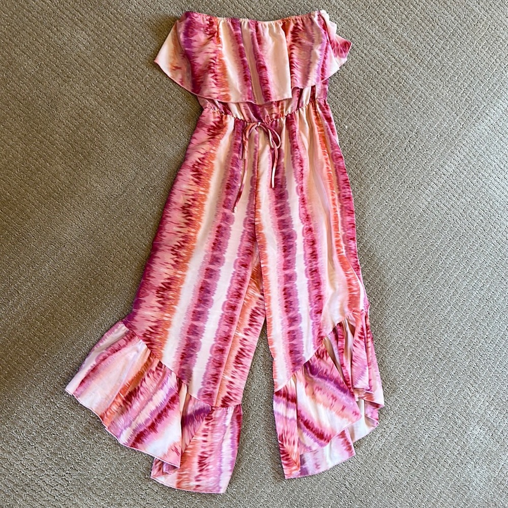 Pink lily pant romper